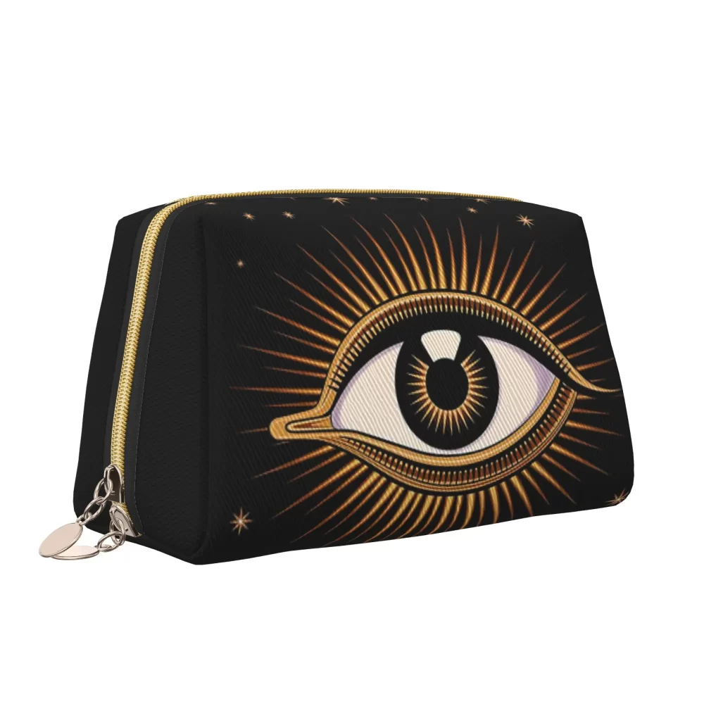 Evil Eye Turkish Eye Bead Print Leather Makeup Bag Large Capacity Travel Makeup Pouch Cosmetic Bag Zipper Pouch Bags for Women 8